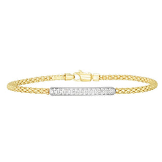 14K 7in Two-Tone Polished Popcorn Bangle with Lobster Clasp