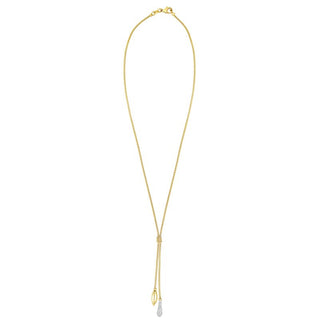 14K 18in Two-Tone Diamond Cut/ Textured Popcorn Necklace with Lobster Clasp