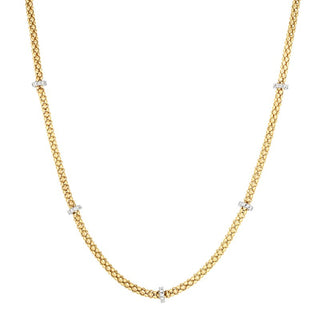 14K 17in Two-Tone Polished Popcorn Necklace with Lobster Clasp