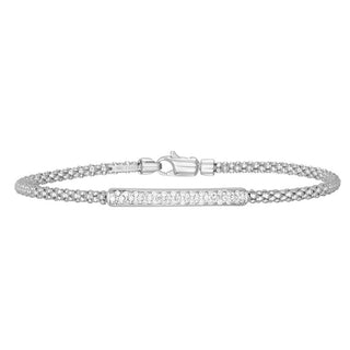 14K 7in White Gold Polished Popcorn Bangle with Lobster Clasp