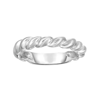 14K White Gold Polished Italian Cable Size-7 Ring