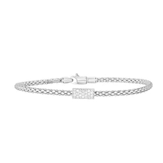 14K 7.25in White Gold Polished Popcorn Bracelet with Lobster Clasp